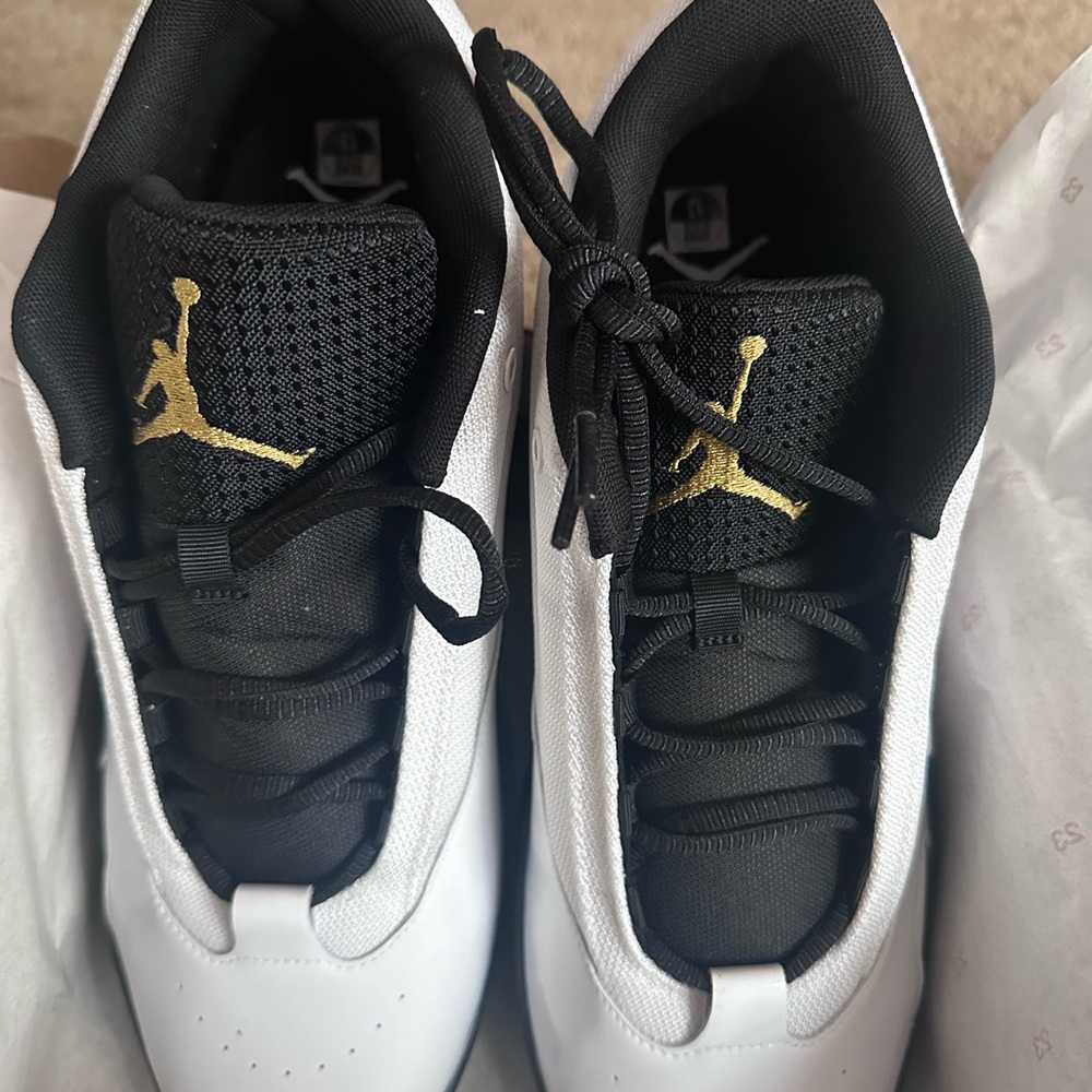 Jordan Max Aura 6 in Black and White with Metallic Gold Accents